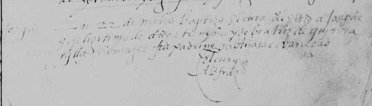 1565 Baptism Record of Joseph de Tremino