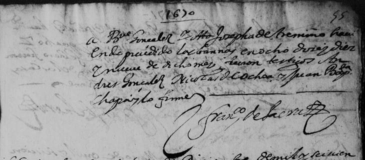 1670 Marriage of Bernabe Gonzalez Hidalgo and Josefa de Trevino, FS Monterrey Pg. 10 - 2