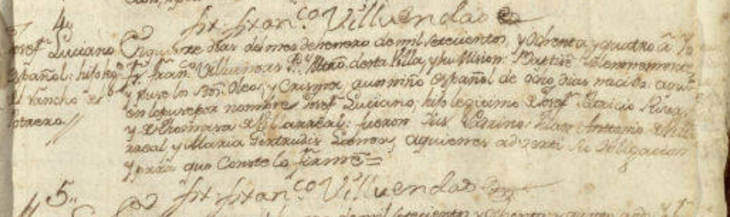 1784 Baptism Record of Jose Luciano Rivas
