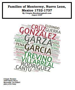 Families of Monterrey, Nuevo Leon, Mexico 1732-1737