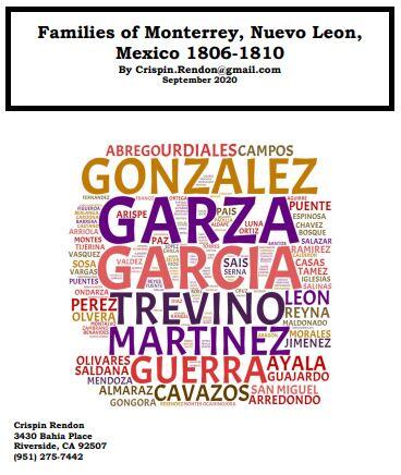 Families of Monterrey, Nuevo Leon, Mexico 1806-1810 Families of Monterrey, Nuevo Leon, Mexico 1806-1810