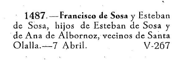 Francisco de Sosa Passenger List