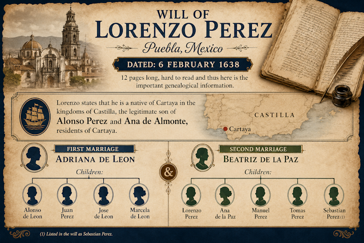 1638 Will of Lorenzo Perez
